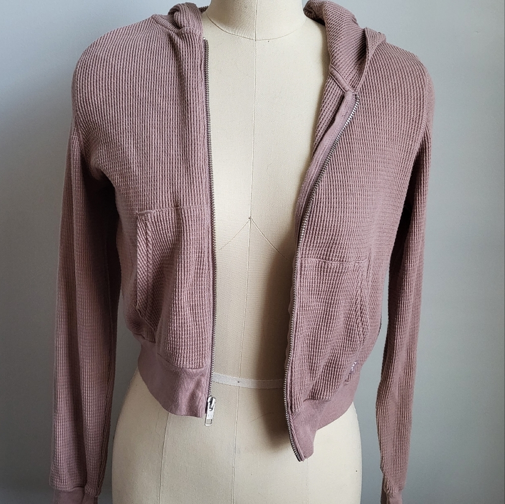 TNA Waffle Zip Hoodie - dusty mauve